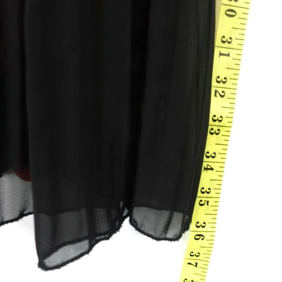 ZARA Basic‎ Black Ribbed Midi Dress LARGE Round Neck Sleeveless Front Button - Picture 6 of 11